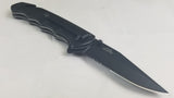 TAC FORCE Black Rescue Assisted Open Serrated Folding  Knife - 499BD