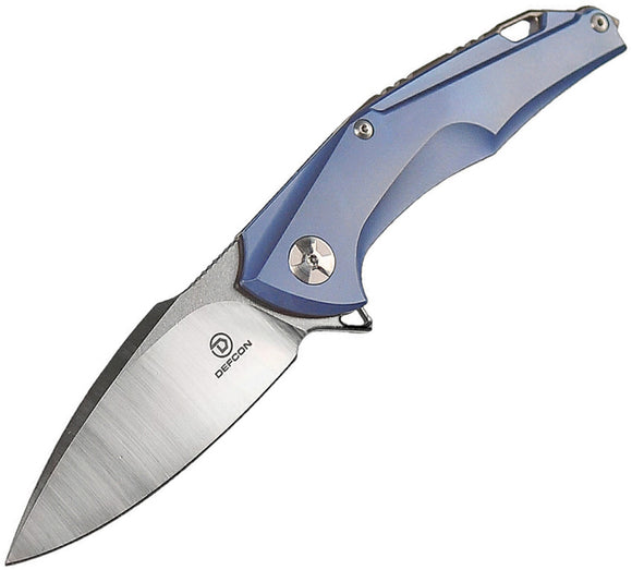 Defcon JK Sharkstooth Framleock Blue Purple Handle Folding Knife TF52191