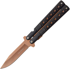 Tac Force Linerlock A/O Black Handle Bronze TiNi Coated Clip Pt Knife 528BZ