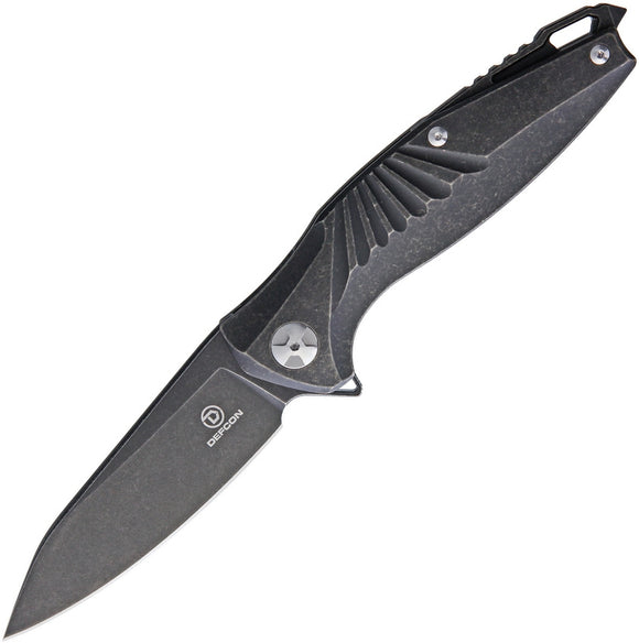 Defcon JK Mako Framelock Black Stonewash Titanium S35VN Folding Knife TF52902