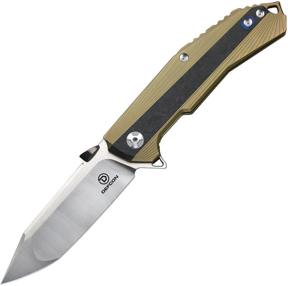 Defcon Atlas Framelock Gold Titanium Folding S35Vn Knife 53442