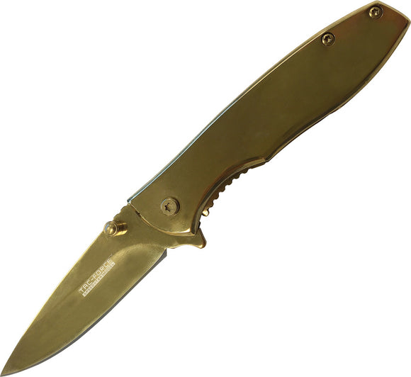 Tac Force Gentlemans Linerlock A/O Gold TiNi Stainless Drop Folding Knife 573GD