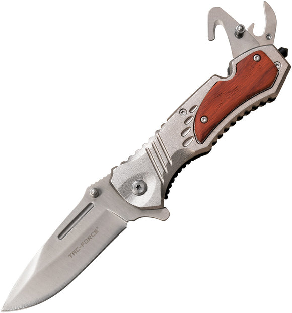 Tac Force Rescue Pocket Knife A/O Linerlock Aluminum/Rosewood Stainless 606SRW