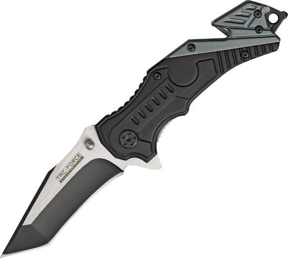Tac Force Rescue Linerlock A/O Black Aluminum & Gray Handle Folding Knife 640