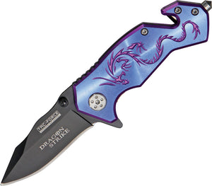 Tac Force Dragon Strike A/O Blue & Purple Rescue Linerlock Folding Knife 686BL