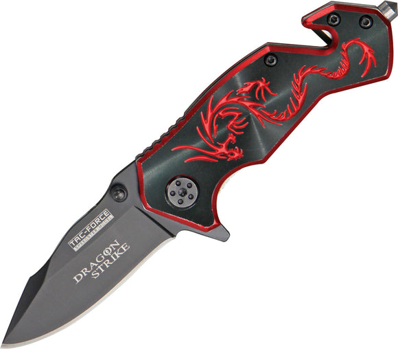 Tac Force Dragon Strike A/O Blk & Red Rescue Linerlock Folding Knife 686BR