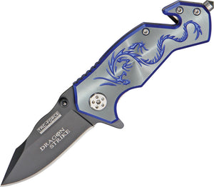 Tac Force Dragon Strike A/O Gray & Blue Rescue Linerlock Folding Knife 686GY