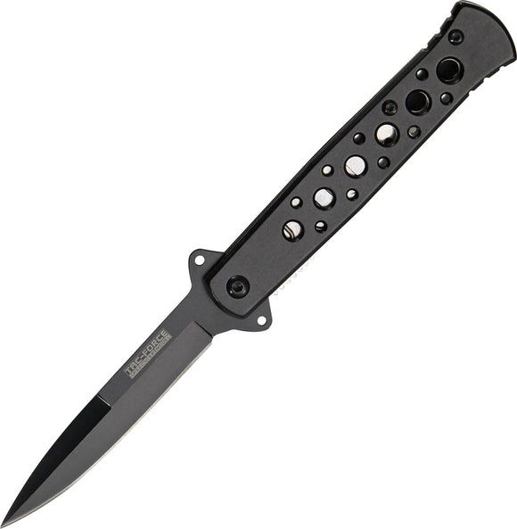 Tac Force Stiletto Linerlock A/O Black Aluminum Handle Folding Knife 698BK