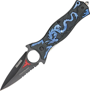 Tac Force Dragon Linerlock A/O Black & Blue Handle Stainless Folding Knife 707BL