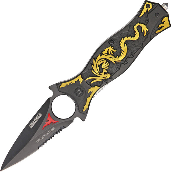 Tac Force Dragon Linerlock A/O Black & Gold Handle Stainless Folding Knife 707GD