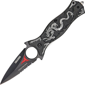 Tac Force Dragon Linerlock A/O Black & Gray Handle Stainless Folding Knife 707GY