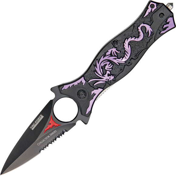 Tac Force Dragon Linerlock A/O Blk & Purple Handle Stainless Folding Knife 707PE