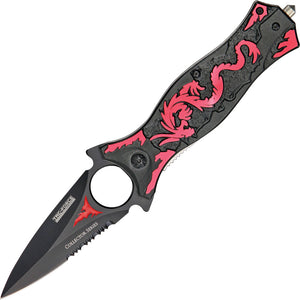 Tac Force Dragon Linerlock A/O Black & Red Handle Stainless Folding Knife 707RD