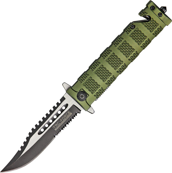 Tac Force Folding Pocket Rescue Knife 2 Tone Blade Green 710gn