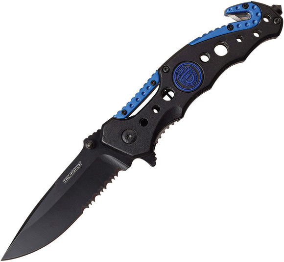 Tac Force Linerlock A/O Police Blue & Black Aluminum Handle Folding Knife 723BL