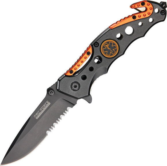 Tac Force Service Linerlock A/O Orange & Black Aluminum EMT Folding Knife 723EM
