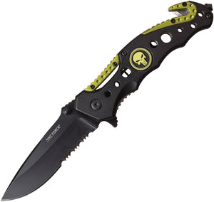 Tac Force Linerlock A/O Stainless Yellow Handle Belt Cutter Folding Knife 723YL
