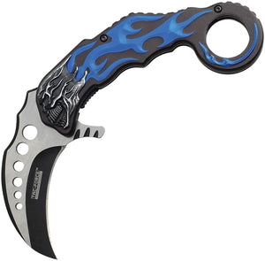 Tac Force Karambit Linerlock A/O Blue & Black Finger Ring Folding Knife 747BL