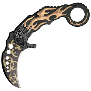 Tac Force Karambit Linerlock A/O Bronze Black Finger Ring Folding Knife 747DX