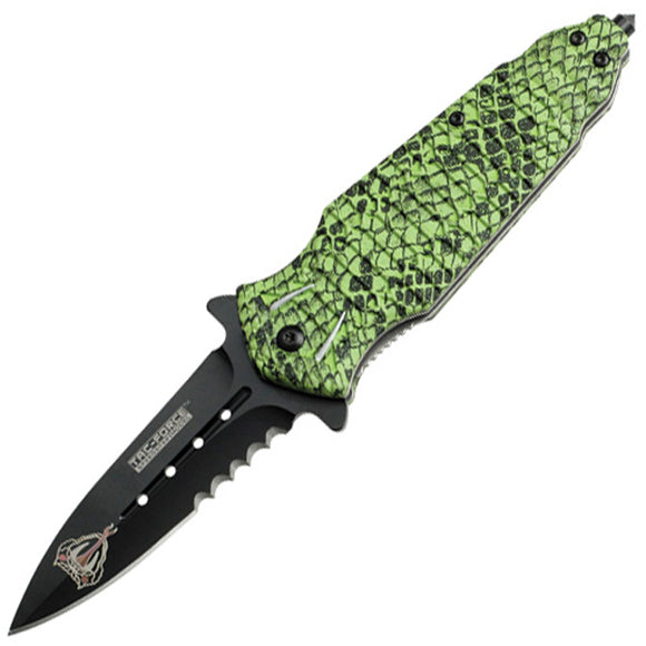 Tac Force LG Cobra Linerlock A/O Green & Black Handle Folding Knife 796GN