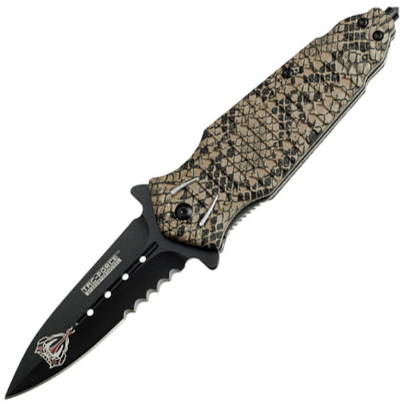 Tac Force LG Cobra Linerlock A/O Gray & Blk Snakeskin Handle Folding Knife 796GY