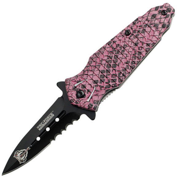Tac Force Small Cobra Linerlock A/O Pink Snakeskin Handle Folding Knife 796PES