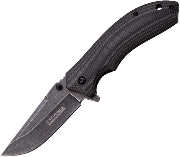 Tac Force Linerlock A/O Black & Gray G10 Handle Stonewash Folding Knife 838D