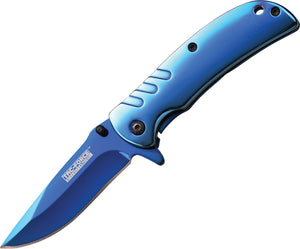 Tac Force Framelock A/O Blue Titanium Coated Handle Folding Blade Knife 847BL