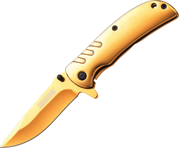 Tac Force Framelock A/O Gold Tone Titanium Coated Handle Folding Knife 847GD