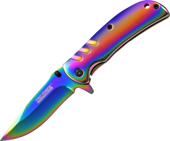 Tac Force Framelock A/O Spectrum Titanium Coated Rainbow Folding Knife 847RB