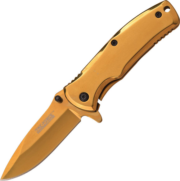 Tac Force Framelock A/O Gold Handle Dropt Pt Stainless Folding Knife 848GD