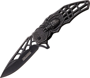 Tac Force Linerlock A/O Black Stonewash Web & Spider Handle Folding Knife 856SW