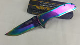 Tac Force Framelock A/O Stainless Rainbow Folding Pocket Knife 861RB