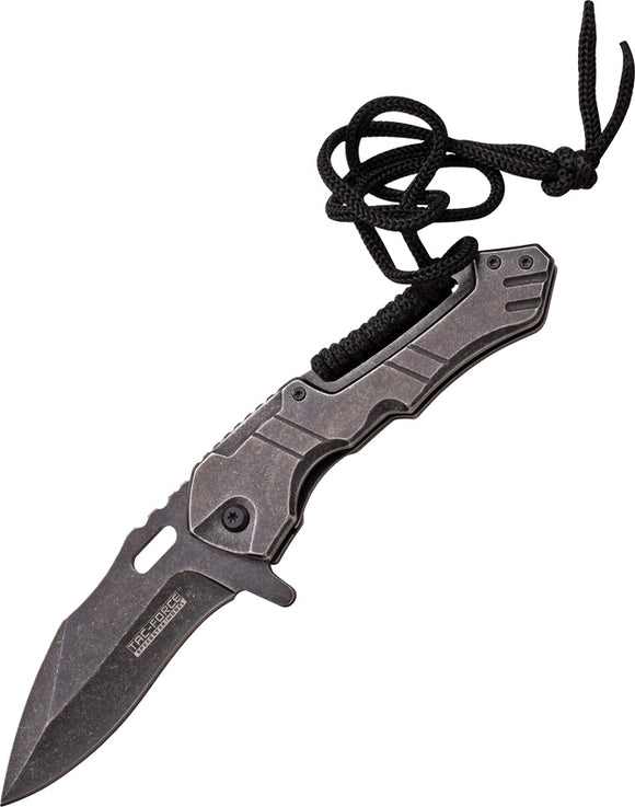 Tac Force Linerlock A/O Black Stonewash Handle Stainless Folding Knife 868