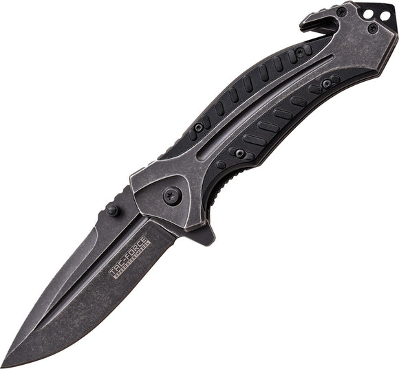 Tac Force Linerlock A/O Black Stonewash Aluminum Handle Folding Knife 870BK
