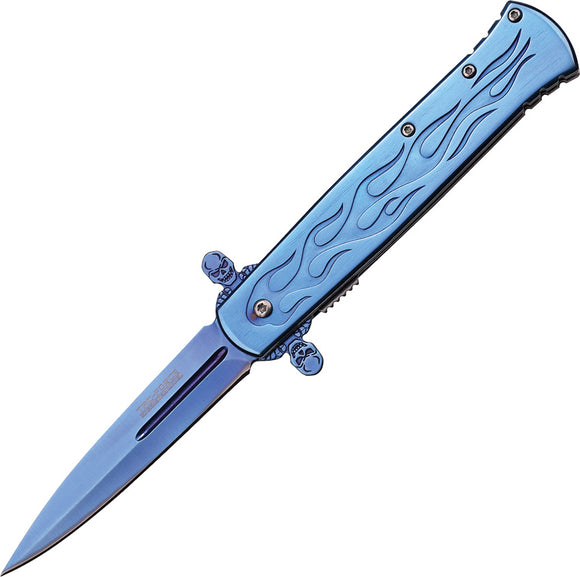 Tac Force Stiletto Linerlock A/O Blue Titanium Oxide Handle Folding Knife 873BL