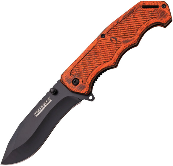 Tac Force Linerlock A/O Brown Pakkawood Handle Stainless Blk Folding Knife 893BW