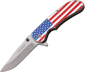 Tac Force Linerlock A/O American Flag USA Front Handle Satin Folding Knife 902SF