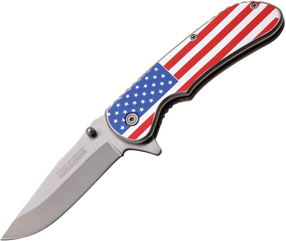Tac Force Linerlock A/O American Flag USA Front Handle Satin Folding Knife 902SF