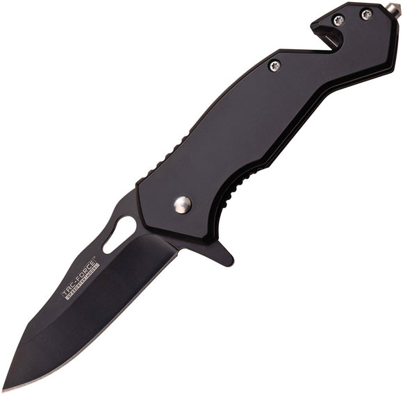 Tac Force Linerlock A/O Black Belt Cutter Glass Breaker Folding Knife 903BK