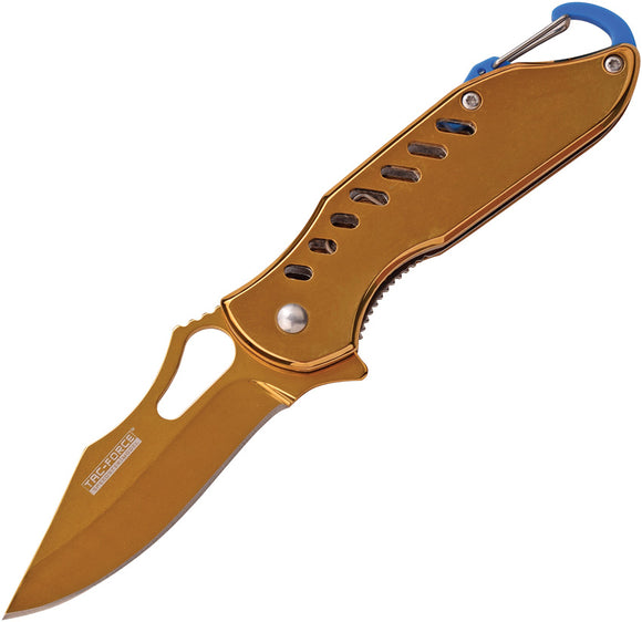 Tac Force Linerlock A/O Gold Ti-Coated Stainless Handle Folding Knife 906GD