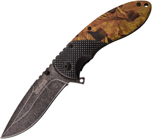 Tac Force Linerlock A/O Rainforest Camo Handle Stonewash Folding Knife 911CA