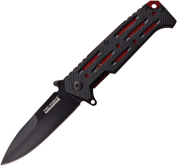 Tac Force Linerlock A/O Black Aluminum Handle Red Liners Folding Knife 912RD