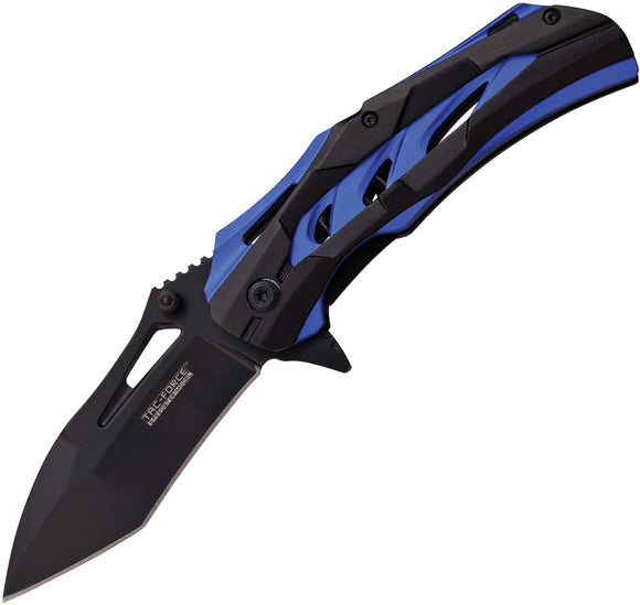 Tac Force Linerlock A/O Blue Aluminum Handle Stainless Black Folding Knife 915BL