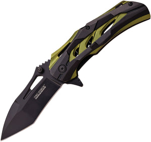 Tac Force Linerlock A/O Black & Green Aluminum Stainless Folding Knife 915GN