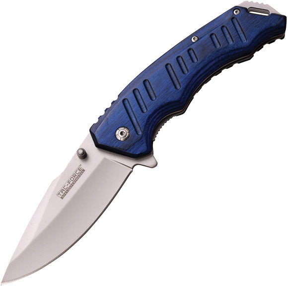 Tac Force Linerlock A/O Blue Pakkawood Handle Stainless Folding Knife 923BL