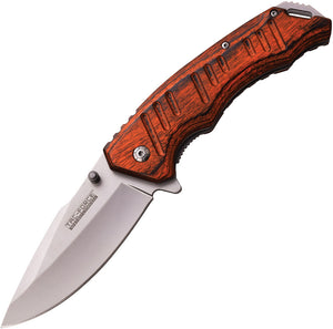 Tac Force Linerlock A/O Brown Pakkawood Stainless Satin Folding Knife 923PW