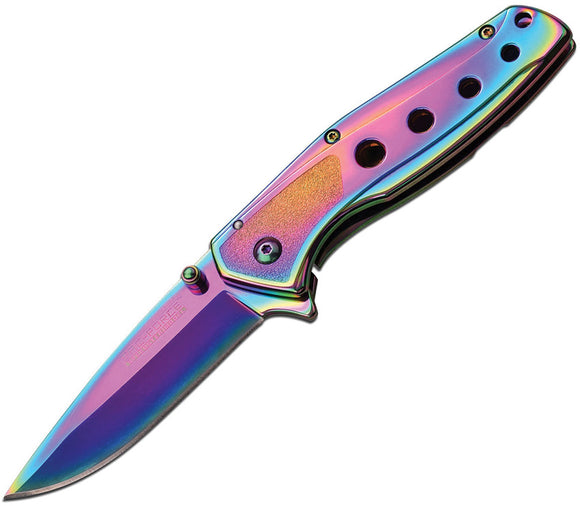 Tac Force Framelock A/O Rainbow Spectrum Ti-Coated Handle Folding Knife 962RB