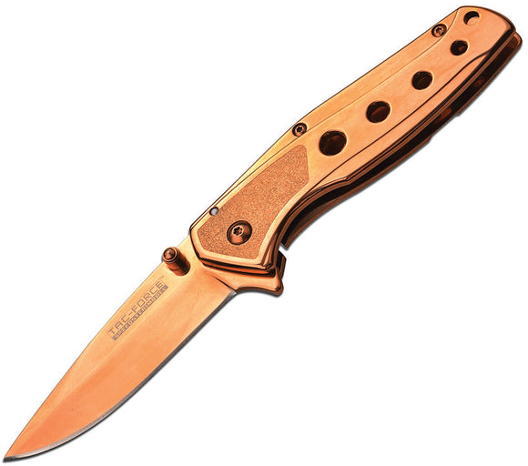 Tac Force Framelock A/O Rose Gold Ti-Coated Handle Stainless Folding Knife 926RG