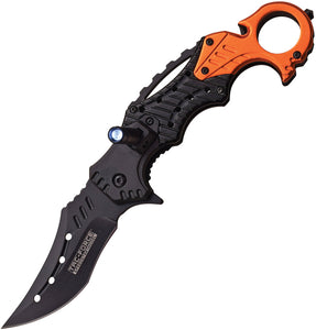 Tac Force Linerlock A/O Orange & Black Aluminum Finger Ring Folding Knife 927OR